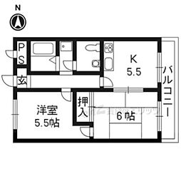 みささぎハイツ 2DKの間取図画像