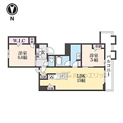 近鉄京都線 伏見駅 徒歩5分の賃貸アパート 3階2LDKの間取り