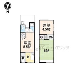 JR東海道・山陽本線 向日町駅 徒歩16分の賃貸一戸建て 1階3Kの間取り