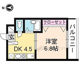 阪急京都本線 洛西口駅 徒歩13分の賃貸マンション 3階1DKの間取り
