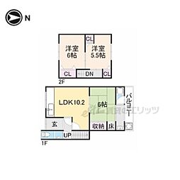 JR東海道・山陽本線 向日町駅 徒歩10分の賃貸一戸建て 3LDKの間取り