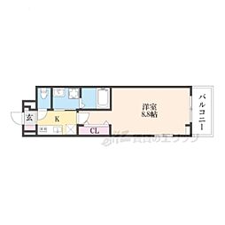 グランクレスタ　シェル 2階1Kの間取り