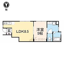 京阪本線 龍谷大前深草駅 徒歩4分の賃貸アパート 2階1LDKの間取り
