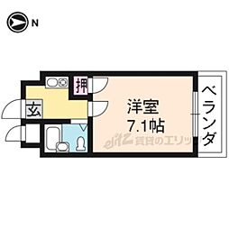 シャレー西京極 5階1Kの間取り