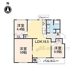 長岡天神ハイツ4号棟 4階3LDKの間取り