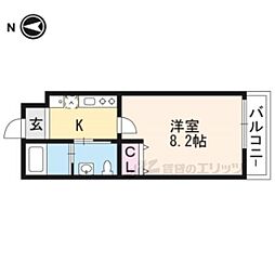 JR東海道・山陽本線 西大路駅 徒歩9分の賃貸マンション 1階1Kの間取り