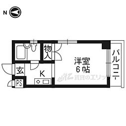 阪急京都本線 桂駅 徒歩19分の賃貸マンション 3階1Kの間取り