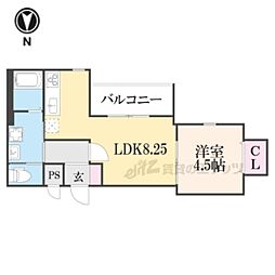 レクエルド桃山 1階1LDKの間取り