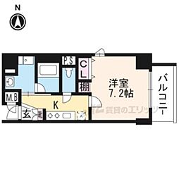 アスヴェル京都西七条 4階1Kの間取り