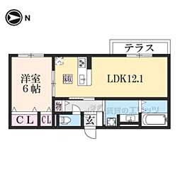 SINFONIA 1階1LDKの間取り