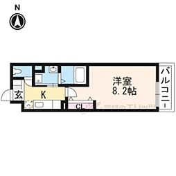 バンブー・ラン 2階1Kの間取り