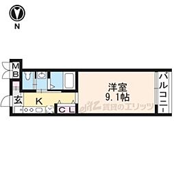 Lａ　Ｖｉｔａ東寺 4階1Kの間取り