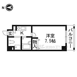 ピア・グレース錦II 4階1Kの間取り