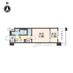 ソルテラスKYOTO西大路　瑠 2階2Kの間取り