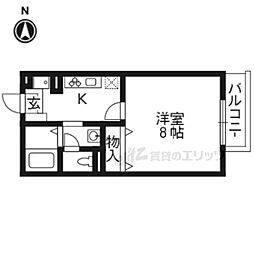 ビューバロック 1階1Kの間取り