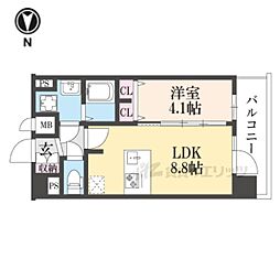 プレサンス十条凛華 7階1LDKの間取り