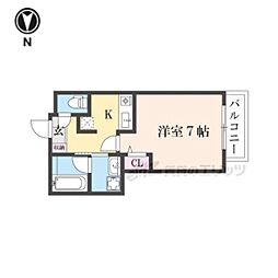 メゾンドゥース丹波橋 3階1Kの間取り