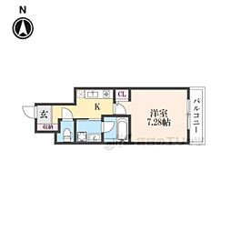 メゾンドゥース丹波橋 3階1Kの間取り
