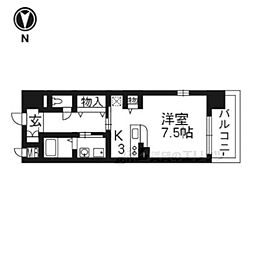 近鉄京都線 大久保駅 徒歩18分の賃貸マンション 6階1Kの間取り