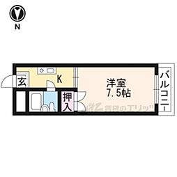 ポアール墨染 1Kの間取図画像