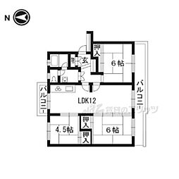 宇治おぐら住宅6号棟 3階3LDKの間取り