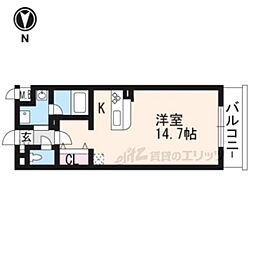 ルミナス都 1階1Kの間取り