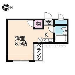 京都市営烏丸線 竹田駅 徒歩13分の賃貸マンション 4階1Kの間取り