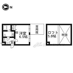 京阪本線 藤森駅 徒歩8分の賃貸アパート 1階1Kの間取り