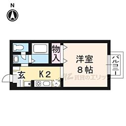 セピアコート 2階1Kの間取り