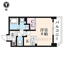 THE GARNET SUITE RESIDENCE西七条 5階ワンルームの間取り