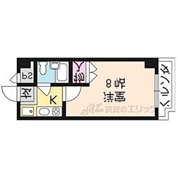 京阪本線 藤森駅 徒歩14分の賃貸マンション 2階1Kの間取り