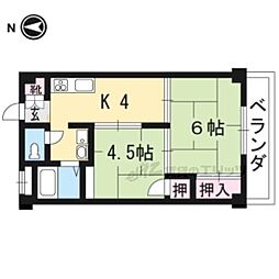 京阪本線 藤森駅 徒歩3分の賃貸マンション 4階2Kの間取り