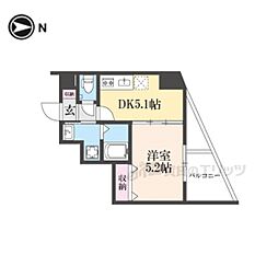 阪急京都本線 西京極駅 徒歩11分の賃貸マンション 2階1DKの間取り