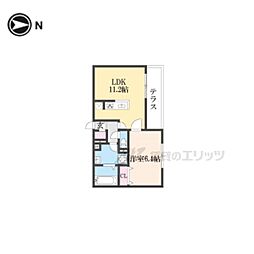 JR東海道・山陽本線 西大路駅 徒歩14分の賃貸アパート 1階1LDKの間取り