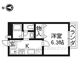 阪急京都本線 桂駅 徒歩12分の賃貸アパート 1階1Kの間取り