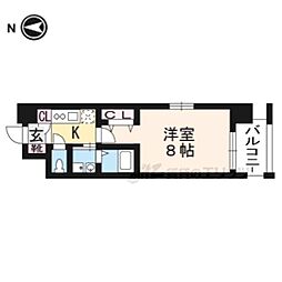 カスタリア京都西大路 2階1Kの間取り