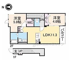 フィラーレ藤 2階2LDKの間取り