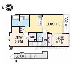 フィラーレ藤 2階2LDKの間取り