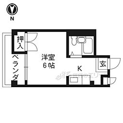 京阪本線 伏見稲荷駅 徒歩2分の賃貸マンション 3階1Kの間取り