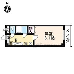 阪急京都本線 西京極駅 徒歩7分の賃貸マンション 4階1Kの間取り