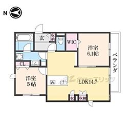 Maison Lotus Toji 2LDKの間取図画像