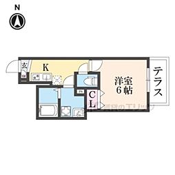 京都市南区西九条西柳ノ内町アパート 1Kの間取図画像