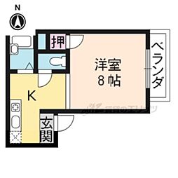 メゾンドリジェール東棟 1Kの間取図画像