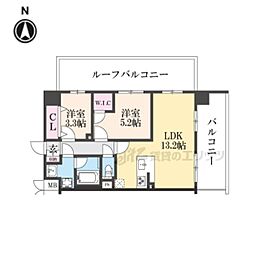 アスヴェル京都西大路SOUTH 2LDKの間取図画像