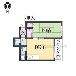 リンサンハイツ 1DKの間取図画像