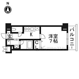 アスヴェル京都東寺前2 1Kの間取図画像