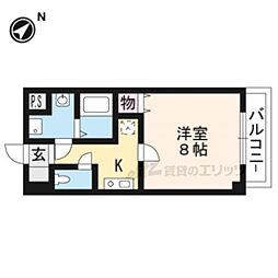 グランレブリー桂part2 1Kの間取図画像