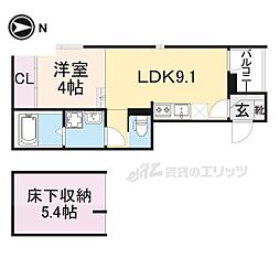 Tujigahana淀 1LDKの間取図画像
