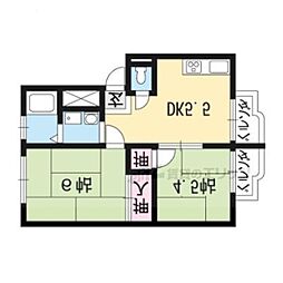 サンライフウィンディアA 2DKの間取図画像