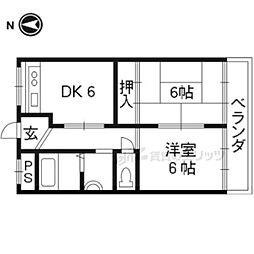ハイツ山田 2DKの間取図画像